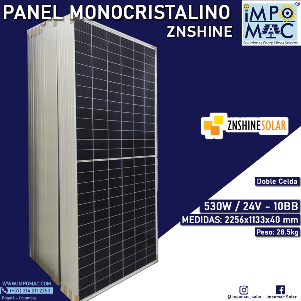 Panel Solar Monocristalino ZNSHINE 530W 24V
