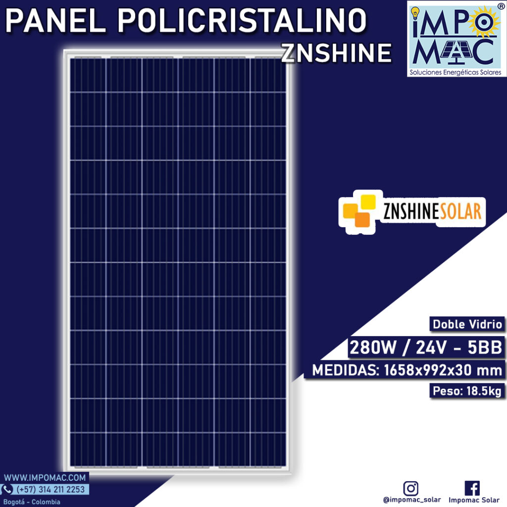 Panel Solar Policristalino ZNSHINE 280W 24V