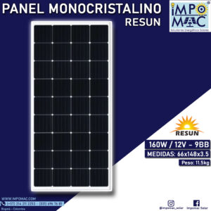 Panel Solar Monocristalino Resun 160W 12V