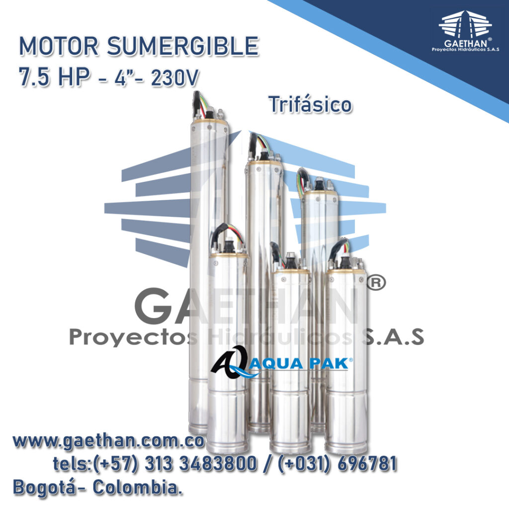 Motor Sumergible Aquapak Trifásico 7.5 HP 4"