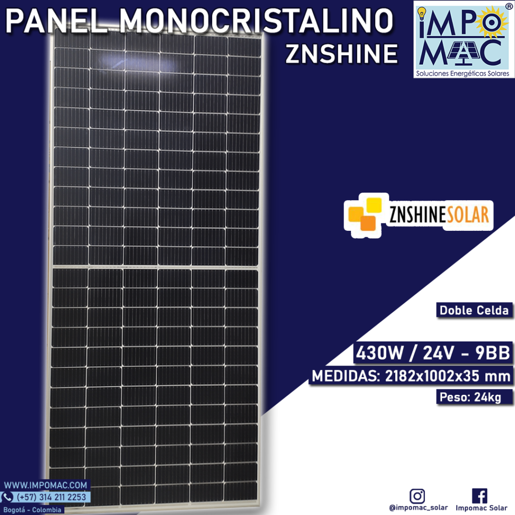 Panel Solar Monocristalino ZNSHINE 430W 24V