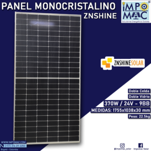 Panel Solar Monocristalino ZNSHINE 370W 24V