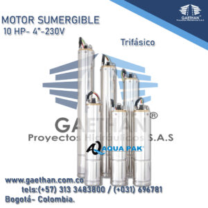 Motor Sumergible Aquapak Trifásico 10 HP 4"
