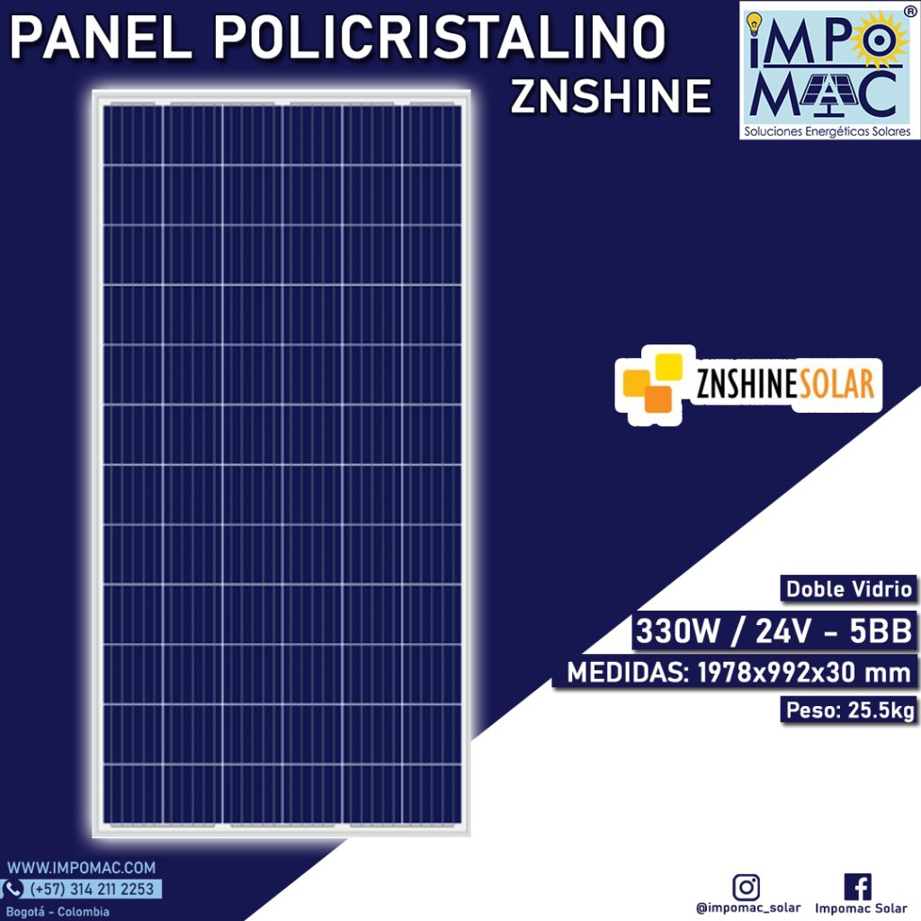 Panel Solar Policristalino ZNSHINE 330W 24V